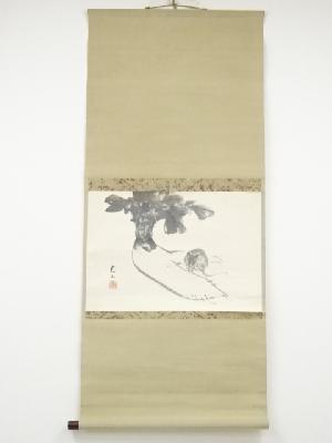 梶野玄山筆　大根鼠　肉筆紙本掛軸